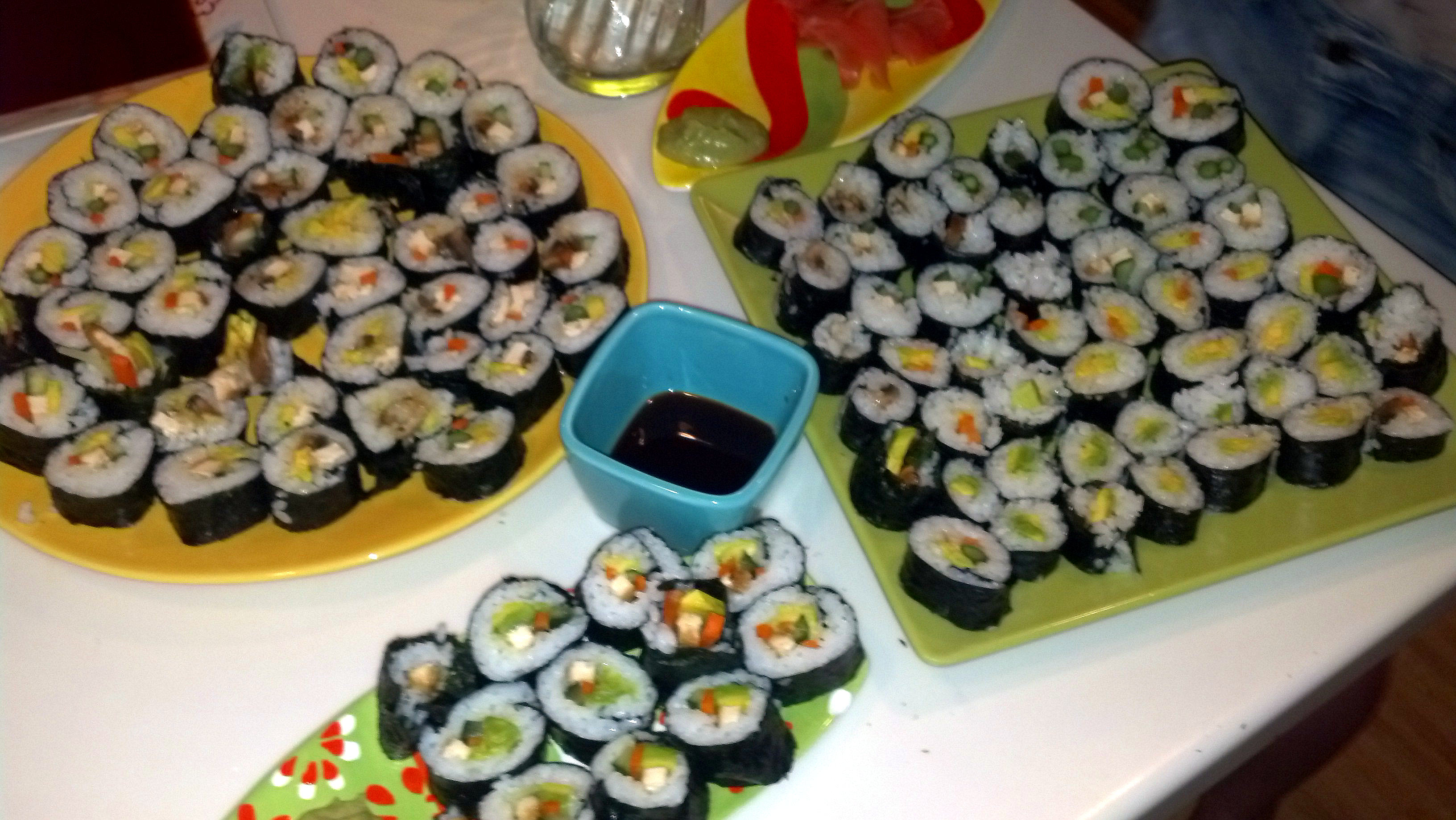 Homemade sushi dinner