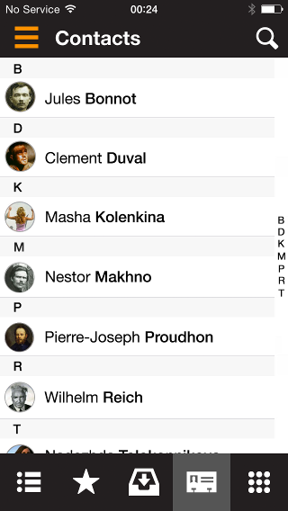 Signal contacts page, showing faces of your contacts