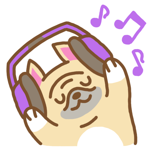 Sticker art of Zozo listening to music.