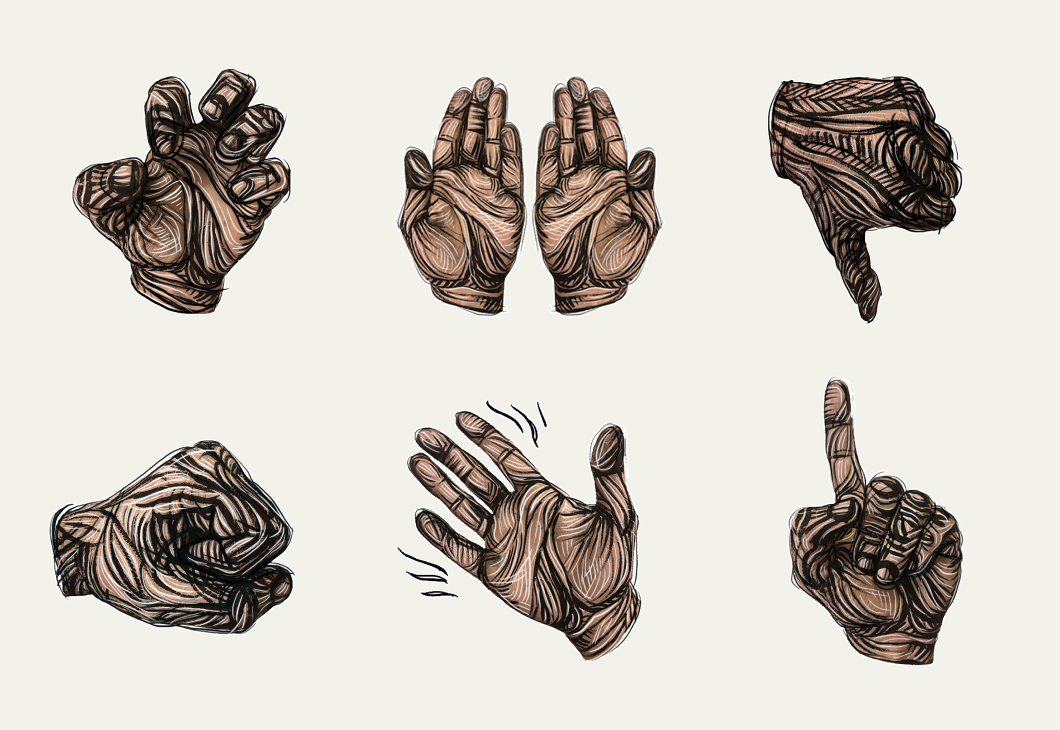 A sample of images from the Swoon / Hands sticker pack.