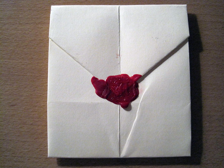 Hand-folded letter sealed with wax